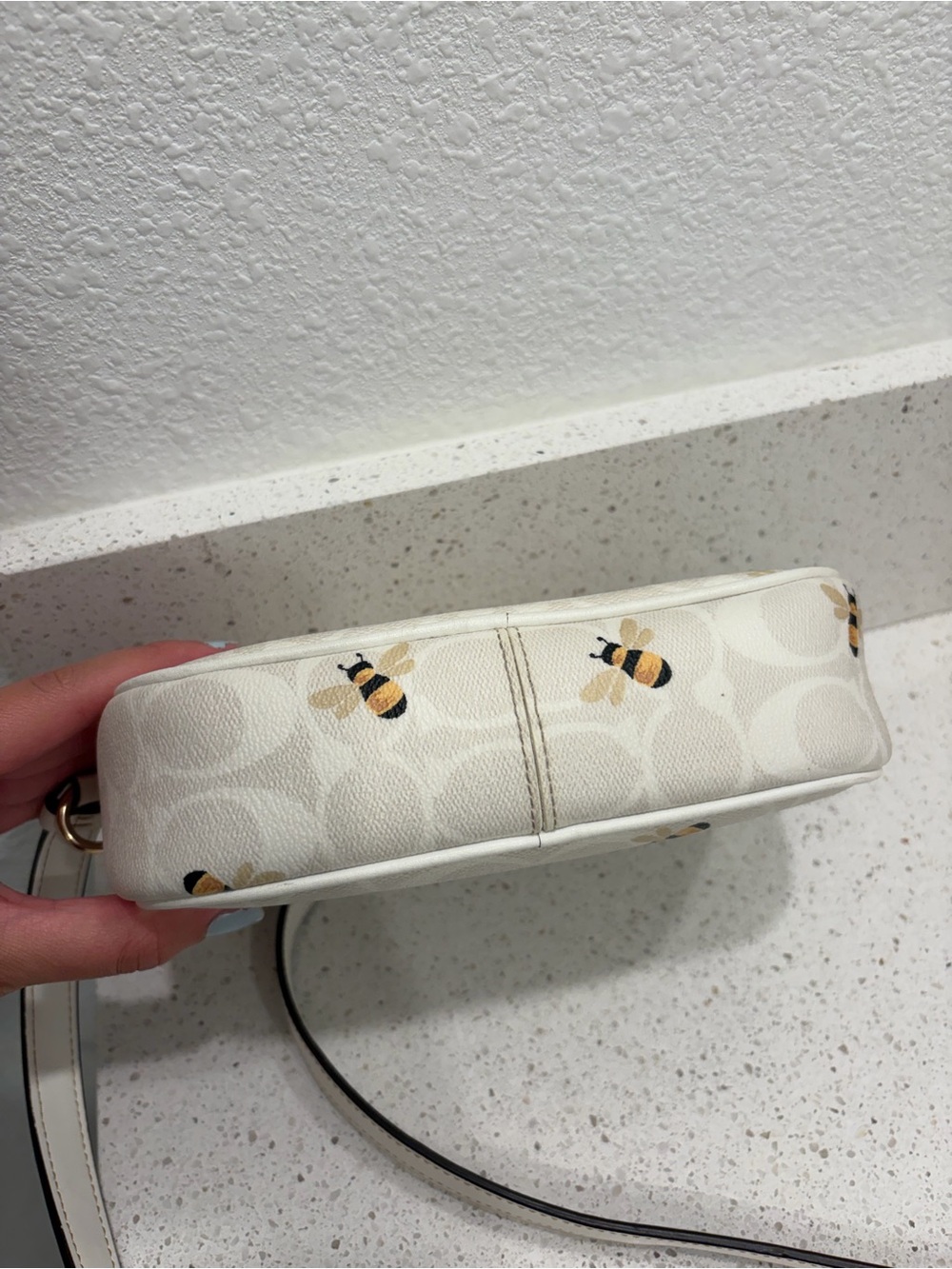 Coach Mini Jamie Crossbody Camera Bag Bumblebees Glacier Pattern CH597 White - Picture 4 of 15